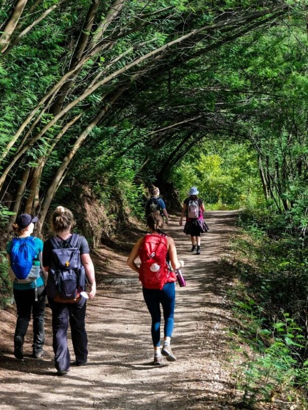 Hiking group along Camino de Santiago