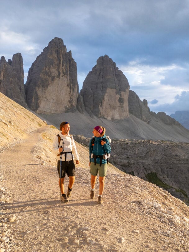 Tre cime couple hiking