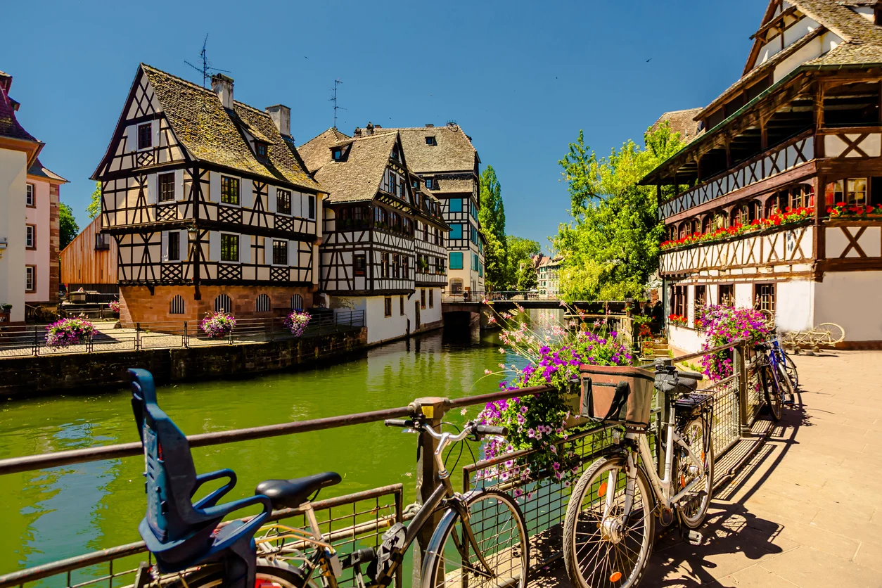 Bikes in a historical town in France